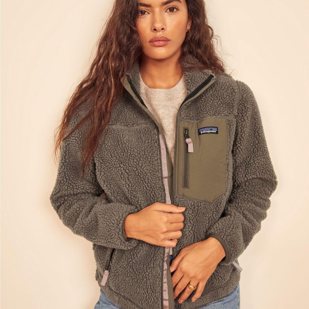 Patagonia/ Reformation Retro X Jacket Classic Furry Taupe Tan Pink Size S Small